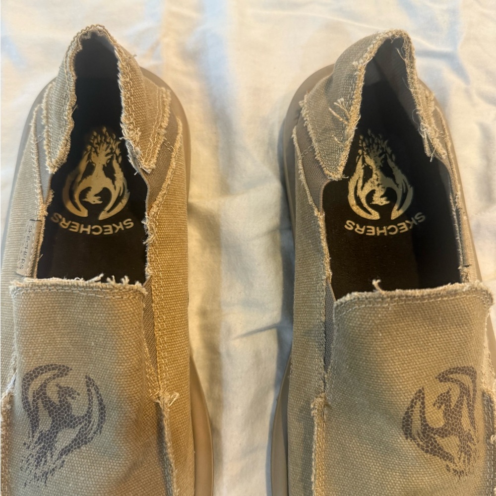 Skechers Tan Canvas Slip-On Loafers - Picture 7 of 8